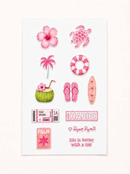 🌸 Planche de Stickers Pink Paradise